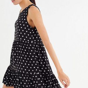 Urban Outfitters Black and White Polka Dot Mini Dress Size Small Linen Soft